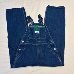 Boys Liberty Denim Bib Overalls green zipper, iconic pocket system, adjustable